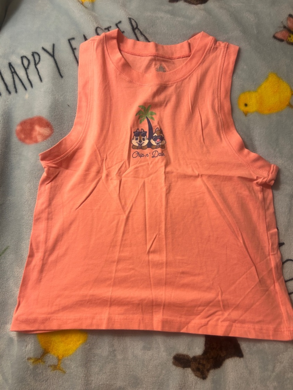 Disney Coral Pink Chip 'n' Dale Palm Graphic Tank